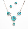 Kingman Turquoise Flower Necklace & Earrings Set