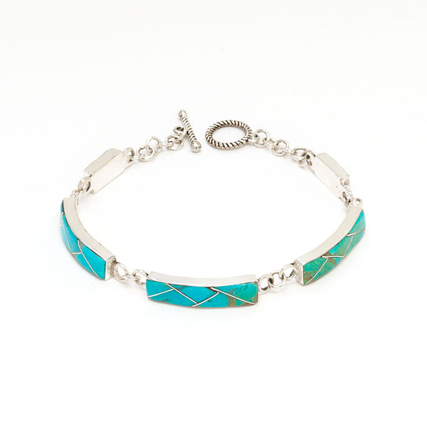 Channel Inlay Turquoise Link Bracelet