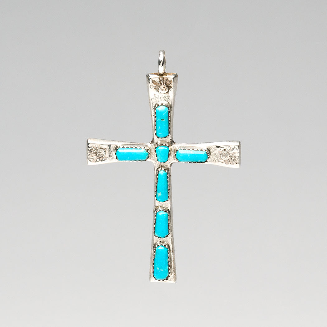 Kingman Turquoise Cross Pendant
