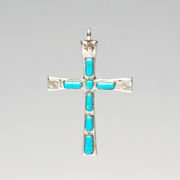 Kingman Turquoise Cross Pendant