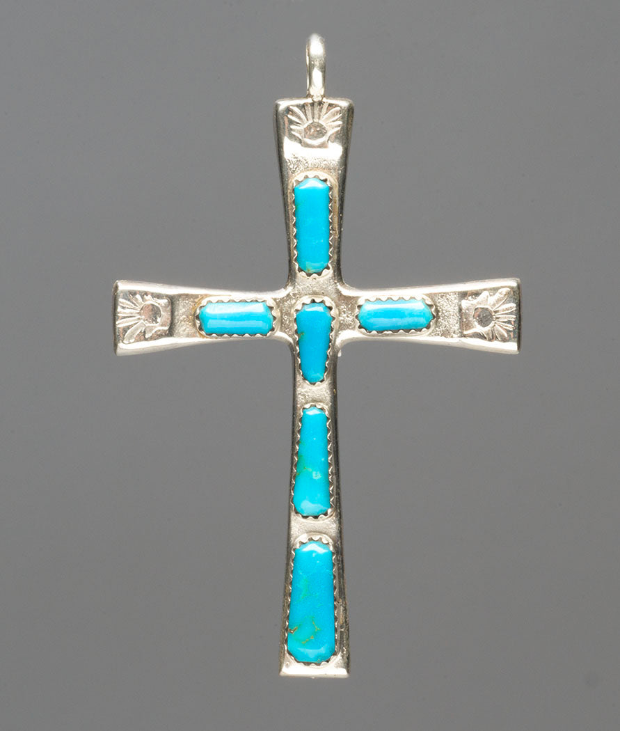 Kingman Turquoise Cross Pendant