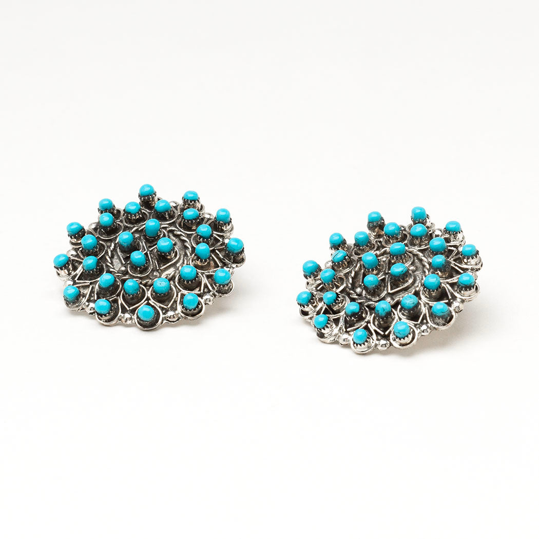 Turquoise Snake Eye Petit Point Earrings