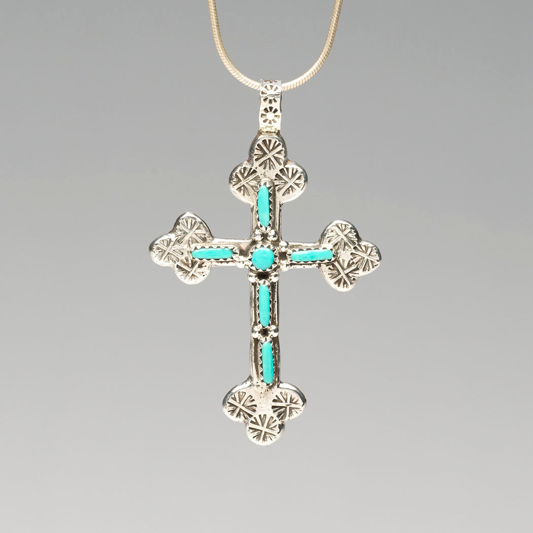 Kingman Turquoise Cross Pendant