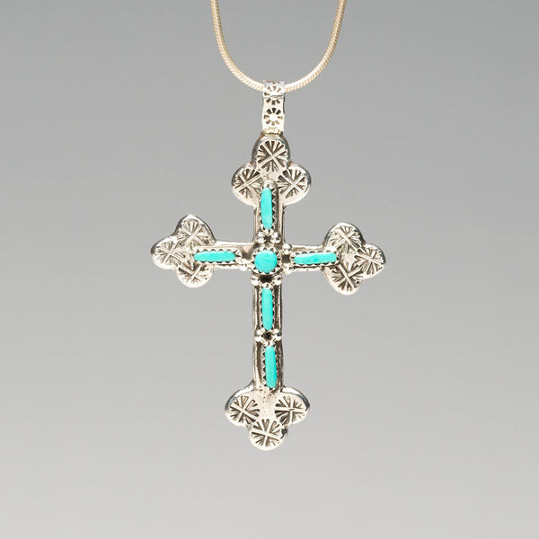 Kingman Turquoise Cross Pendant
