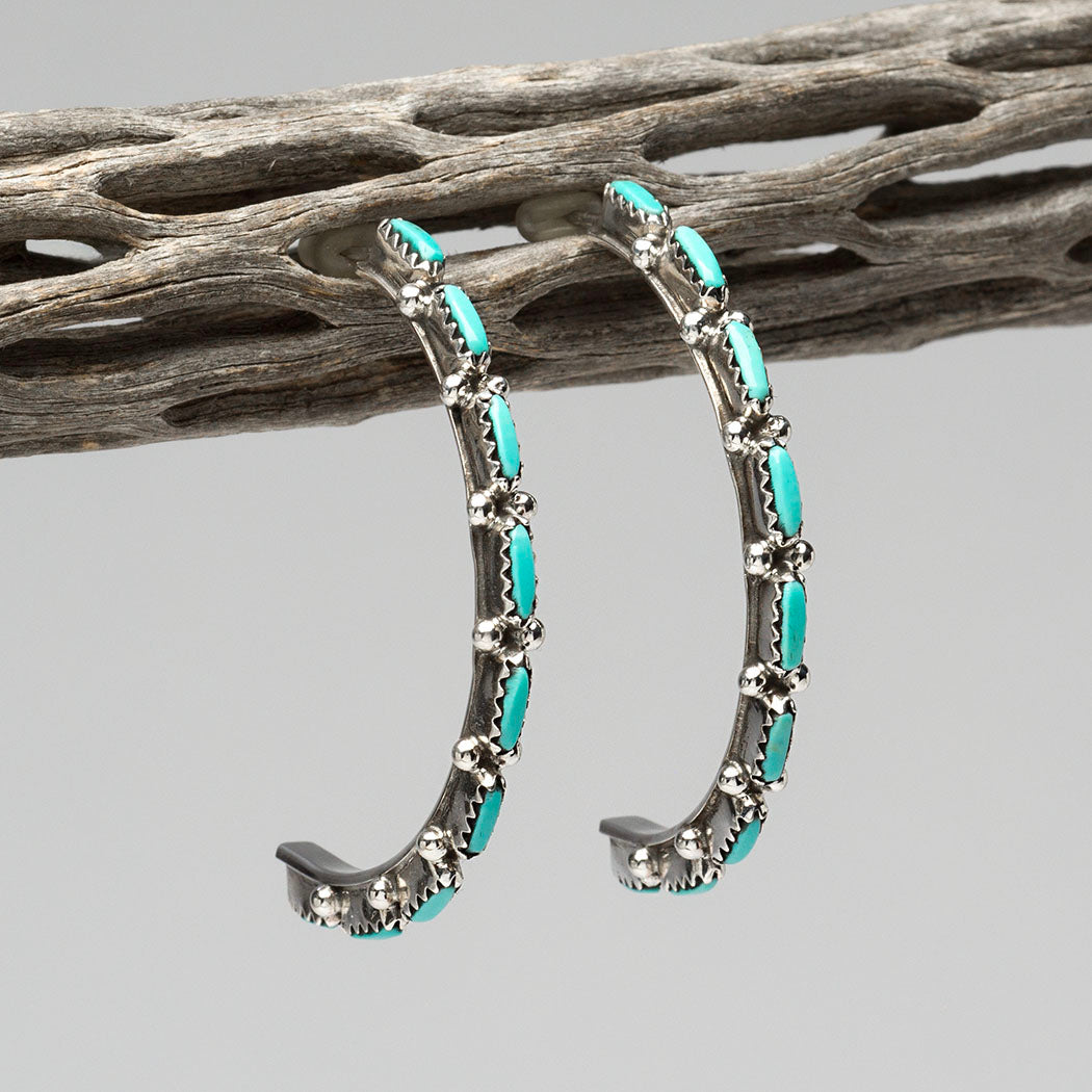 Kingman Turquoise Half Hoop Earrings