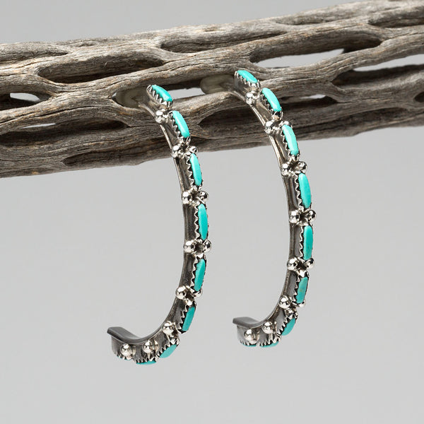 Kingman Turquoise Half Hoop Earrings