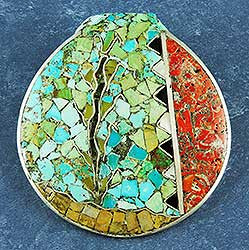 Mosaic Pin/Pendant by Mary Frances Coriz, Kewa (Santo Domingo)