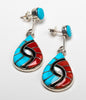 Coral and Turquoise Double Hummingbird Earrings