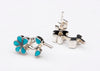 Sterling Silver & Sleeping Beauty Turquoise Flower Earrings
