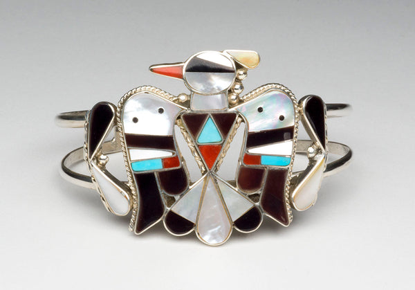 Inlaid Phoenix Bird Cuff Bracelet