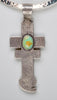 Reversible Sterling Silver, Turquoise, Mother-Of-Pearl & Jet Pueblo Cross Pendant