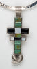 Reversible Sterling Silver, Turquoise, Mother-Of-Pearl & Jet Pueblo Cross Pendant