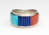 Turquoise, Lapis & Red Coral Channel Inlay Ring