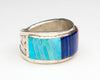Turquoise, Lapis & Red Coral Channel Inlay Ring