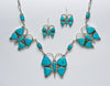 Natural Kingman Turquoise Butterfly Necklace and Earring Set