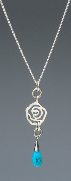 Sterling Silver Rose Pendant With Turquoise