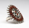 Dynamic Red Coral Petit Point Ring