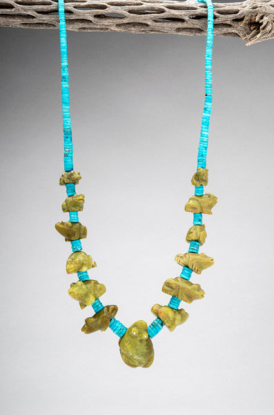 Tansanian Green Opal Frog Necklace