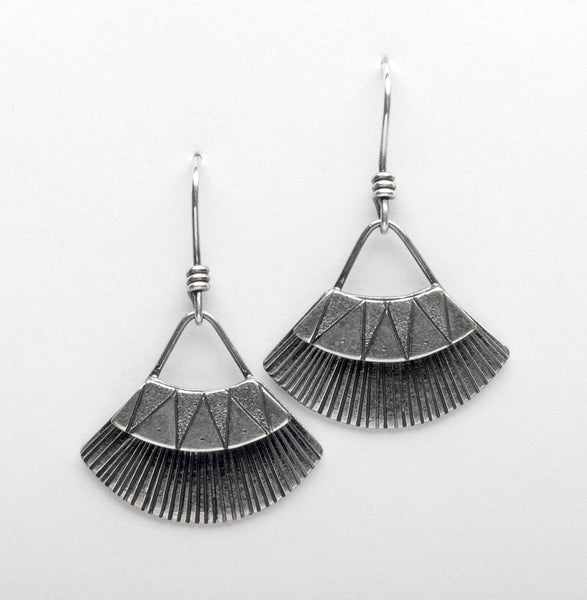 Sterling Silver Fan Or Shawl Earrings