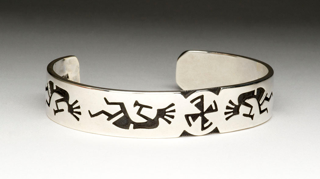 Hopi Sterling Silver and 14k Gold Eternity Symbol Bracelet  Kee Yazzi   Twin Rocks
