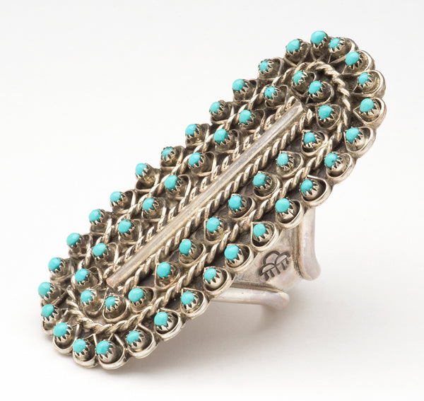 Snake Eye Sleeping Beauty Turquoise Petit Point Ring