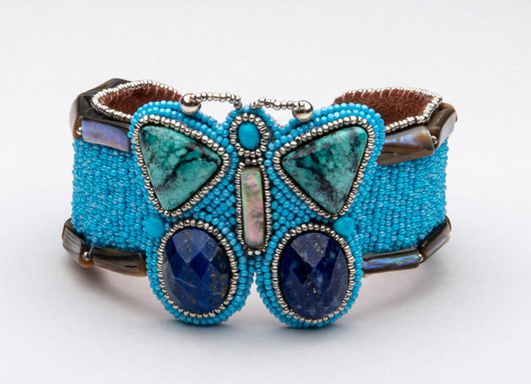 Beaded Zuni Butterfly Cuff Bracelet