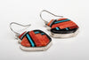 Sterling Silver, Spiny Oyster Shell, Sleeping Beauty Turquoise, Mother-Of-Pearl & Jet Inlaid Pot Necklace & Earrings Set