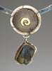 Reticulated Sterling Silver, 18K Gold & Carved Labradorite Pendant