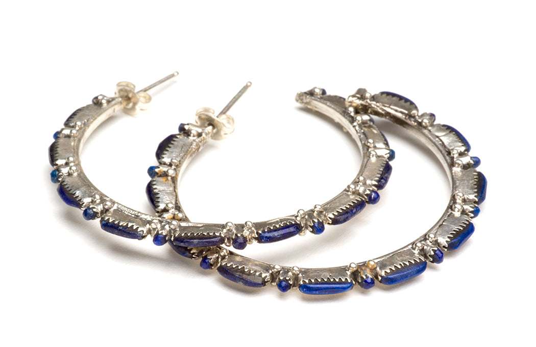 Lapis Lazuli Petit Point Hoop Earrings