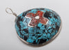 Turquoise and Coral Overlay Pendant