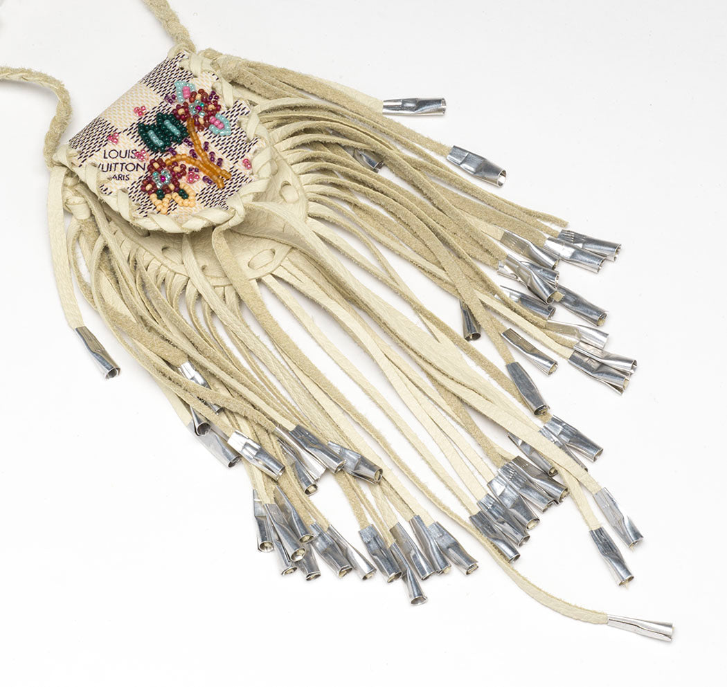 Bouquet Of Beaded Wildflowers Leather Pouch