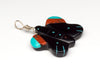 Jet, Red Coral & Turquoise Butterfly Pendant