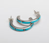 Bright Blue Turquoise Half Hoop Earrings