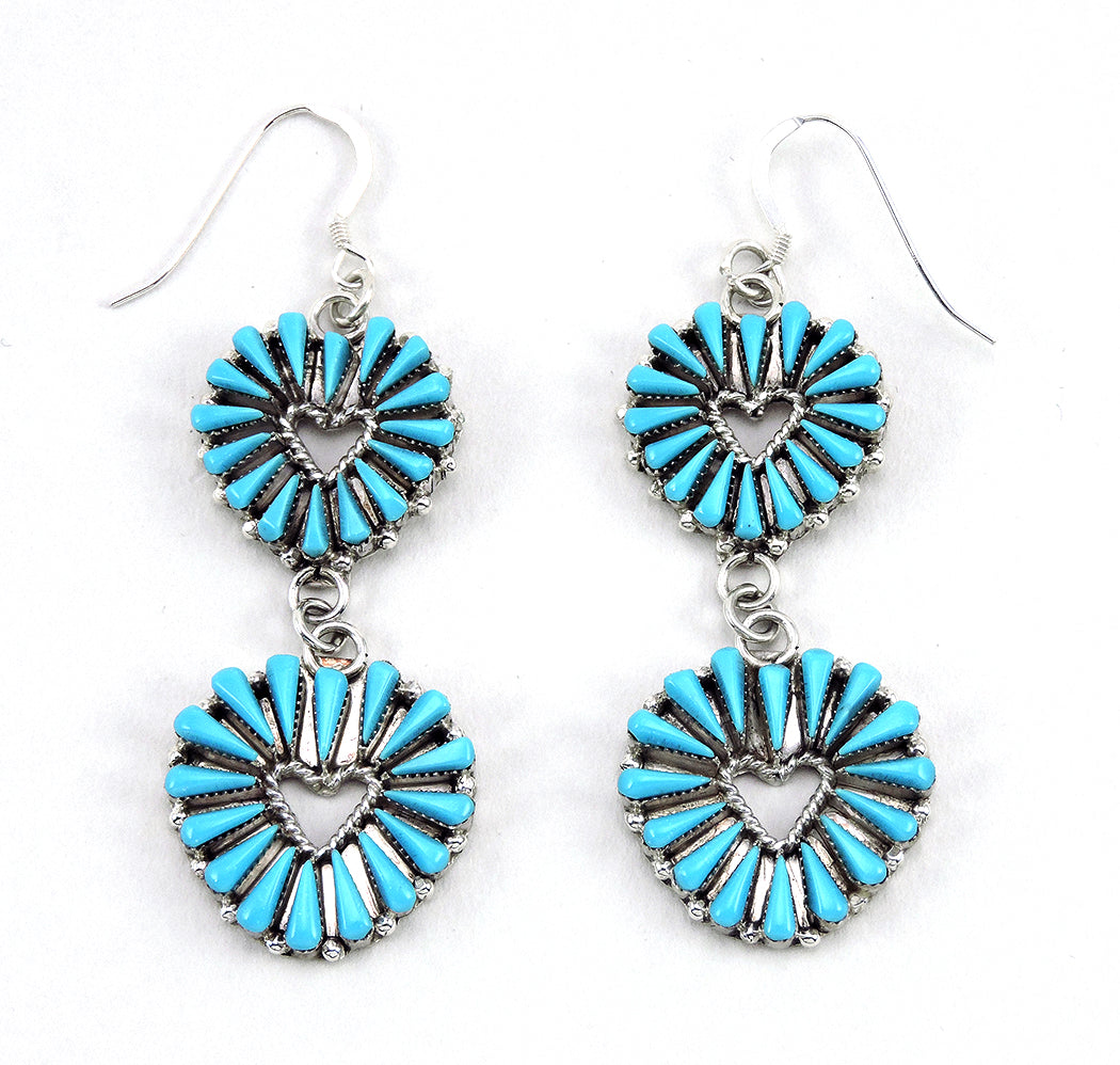 Sleeping Beauty Turquoise Double Heart Earrings