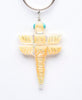 Reversible Gold Lip Shell Dragonfly Fetish Pendant