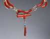 Natural Branch Red Coral & Sleeping Beauty Turquoise Necklace & Earrings Set