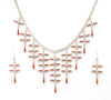 Elegant Sleeping Beauty Turquoise & Red Coral Necklace & Earrings Set