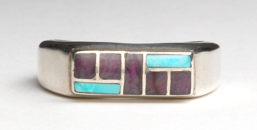 Turquoise & Sugilite Channel Inlaid Ring