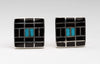 Sterling Silver & Acoma Jet Inlaid Cuff Links