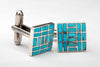 Sterling Silver & Kingman Turquoise Inlaid Cuff Links