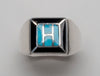 Sterling Silver, Kingman Turquoise & Jet Inlaid Ring