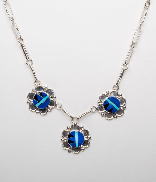 Lapis, Turquoise & Jet Inlaid Necklace