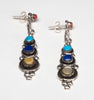 Red Coral, Sleeping Beauty Turquoise, Lapis & Gold Lip Shell Earrings