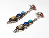 Red Coral, Sleeping Beauty Turquoise, Lapis & Gold Lip Shell Earrings